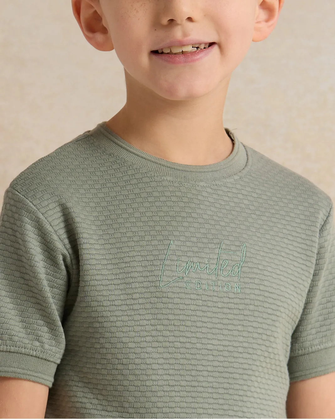 Boys Green Jacquard Short Sleeve T-Shirt sold by Redtag product image thumbnail 4