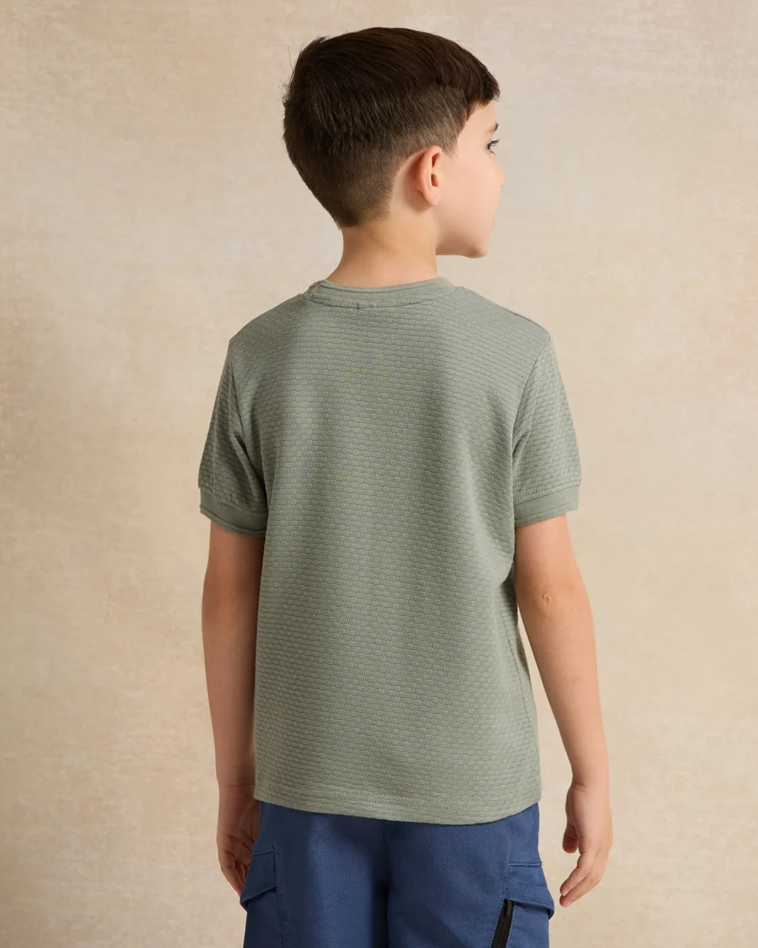 Boys Green Jacquard Short Sleeve T-Shirt sold by Redtag product image thumbnail 3