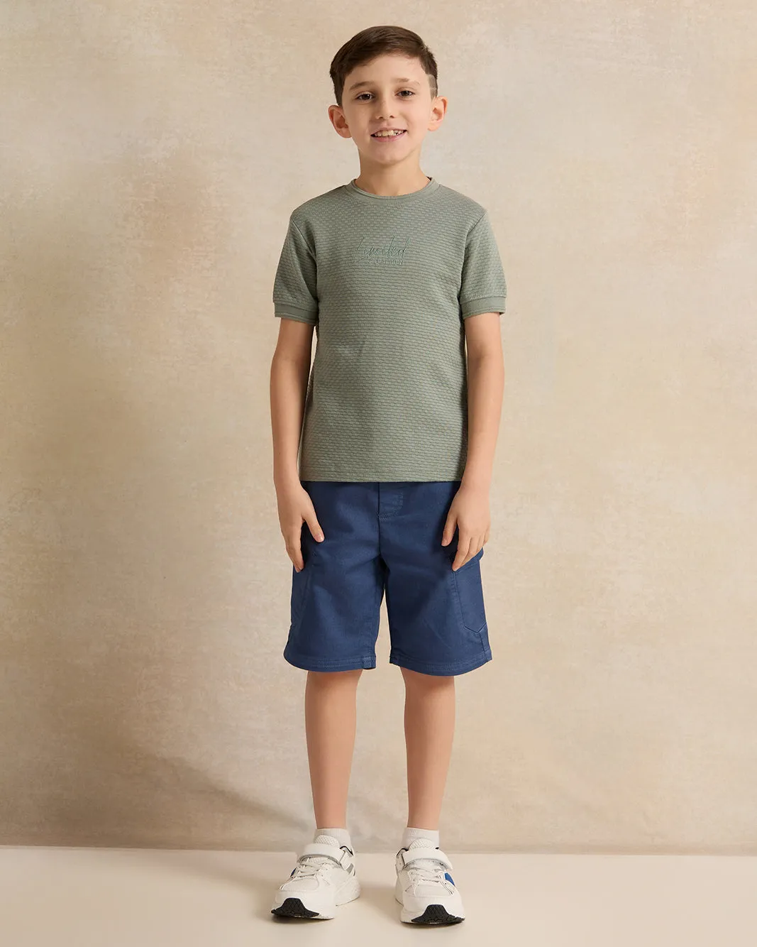 Boys Green Jacquard Short Sleeve T-Shirt sold by Redtag product image thumbnail 2