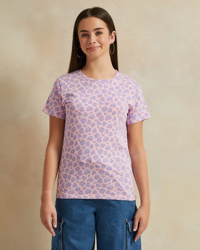 Senior Girls Lilac Printed T-shirt sold by Redtag