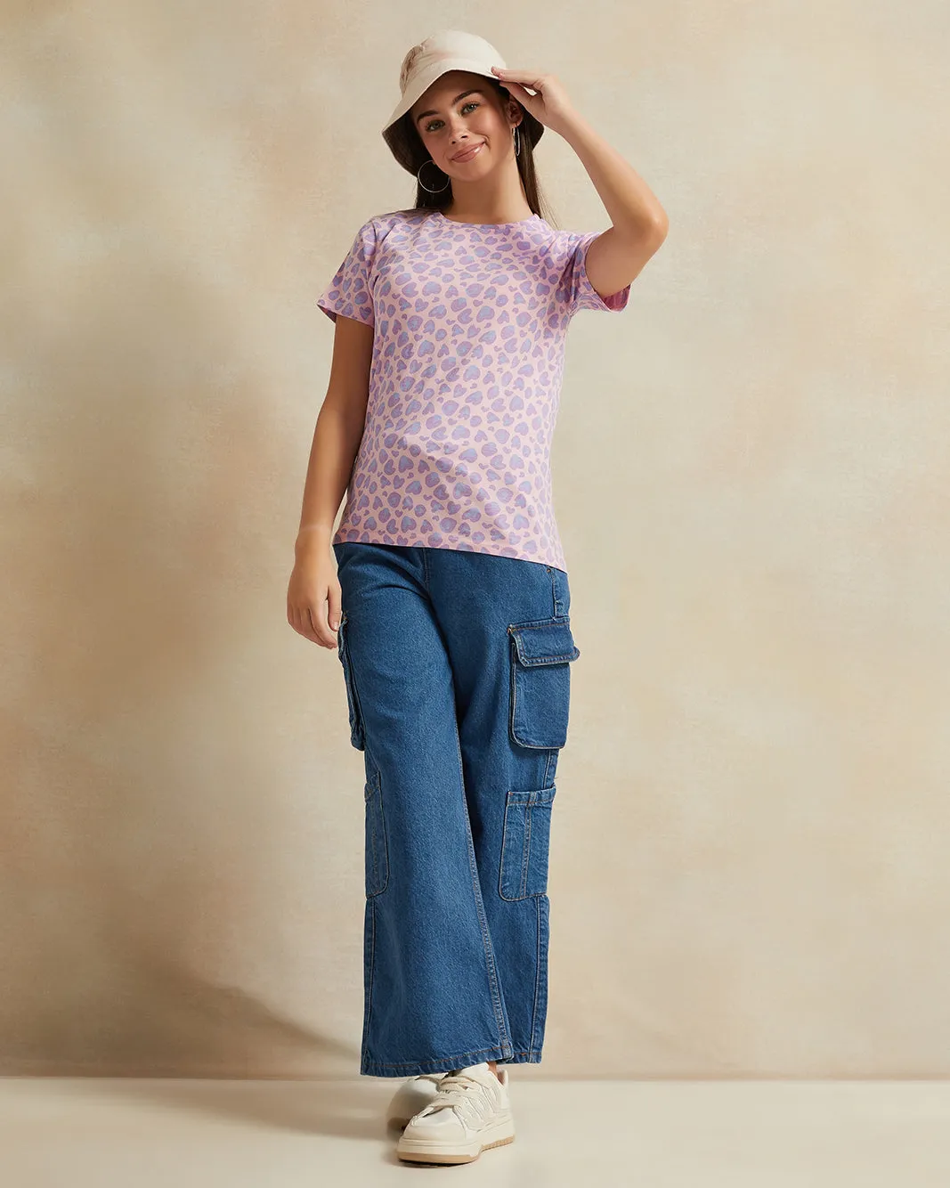 Senior Girls Lilac Printed T-shirt sold by Redtag product image thumbnail 2