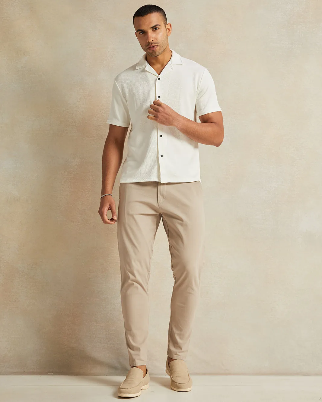 Men White Jacquard Short Sleeve Shirt sold by Redtag product image thumbnail 2