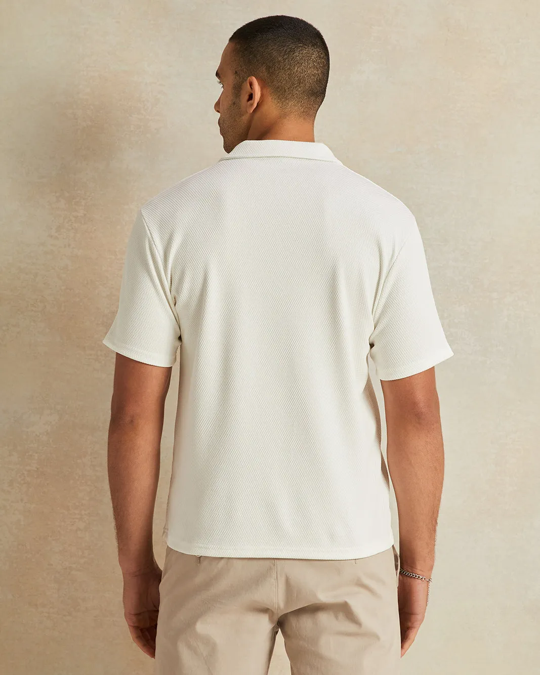 Men White Jacquard Short Sleeve Shirt sold by Redtag product image thumbnail 3