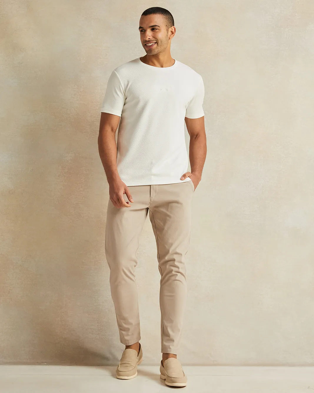 Men White Jacquard T-Shirt sold by Redtag product image thumbnail 2