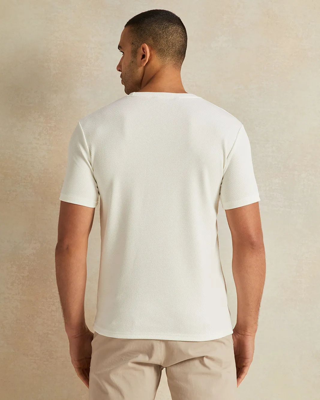 Men White Jacquard T-Shirt sold by Redtag product image thumbnail 3
