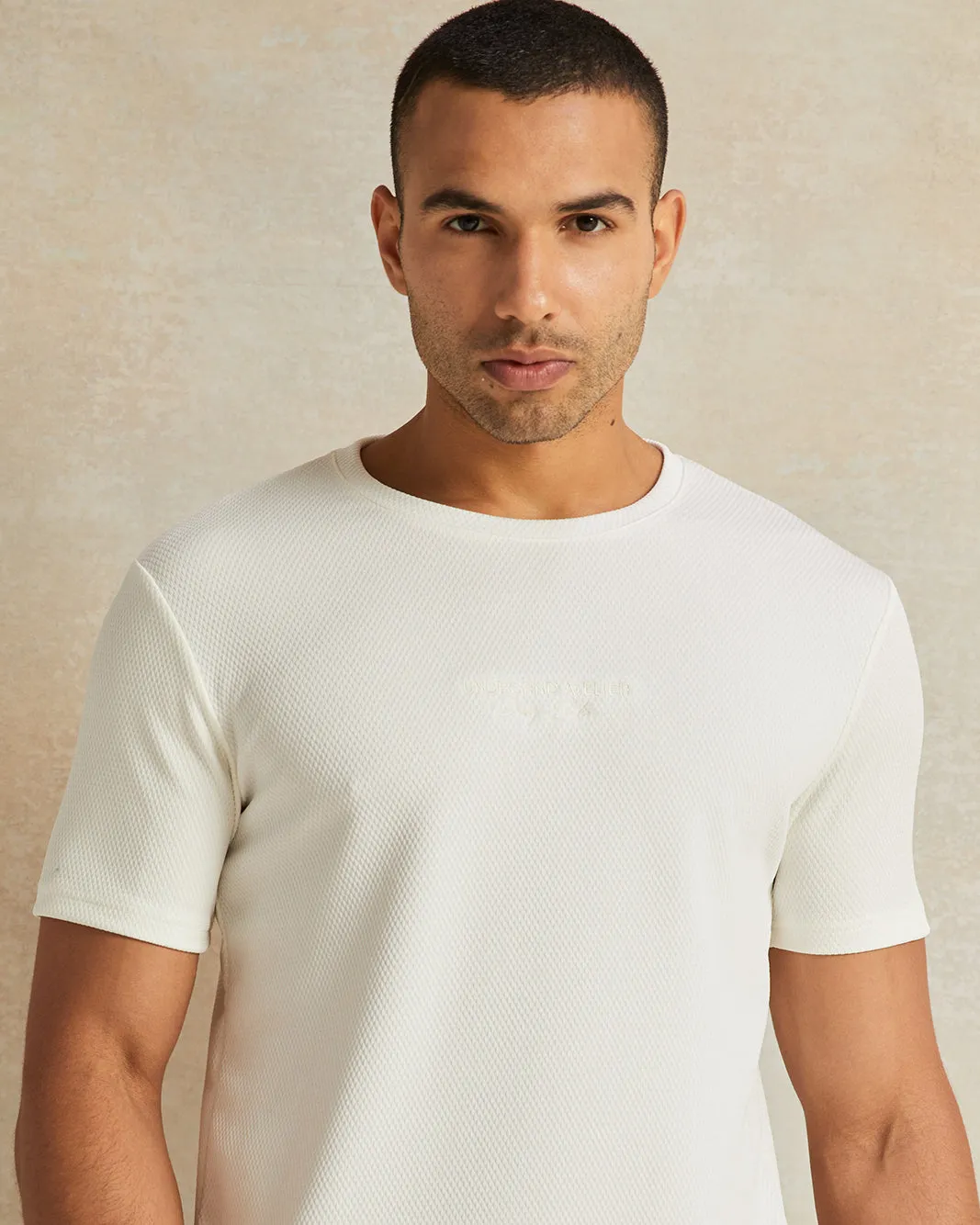 Men White Jacquard T-Shirt sold by Redtag product image thumbnail 4