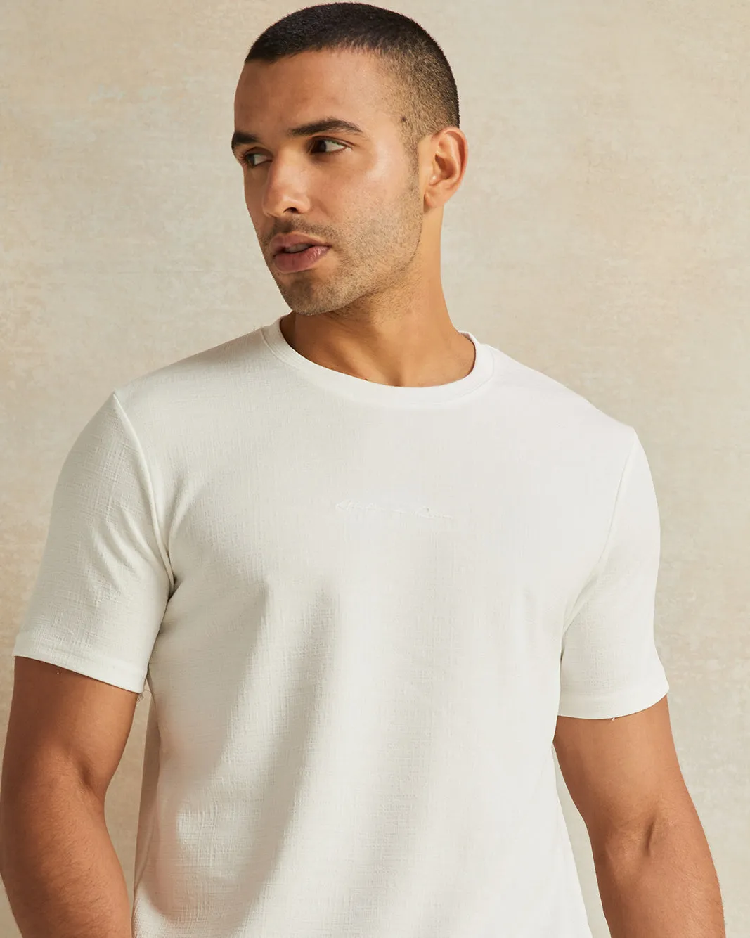 Men White Jacquard T-Shirt sold by Redtag product image thumbnail 4