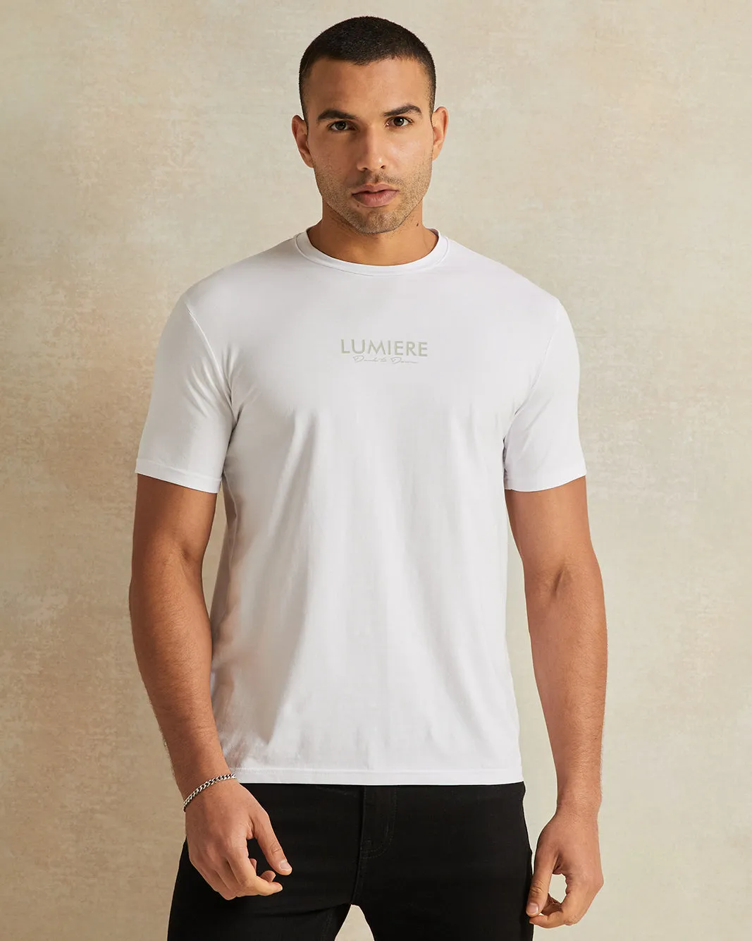 Men White Cotton Printed T-Shirt sold by Redtag