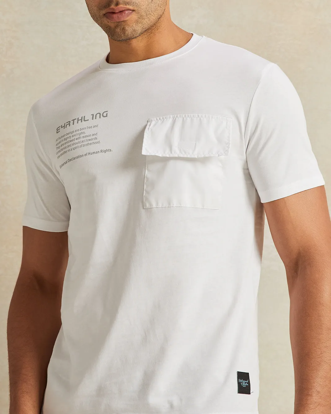 Men Printed White Pocket Short Sleeve T-Shirt sold by Redtag product image thumbnail 4