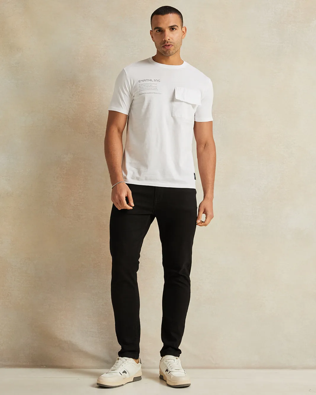 Men Printed White Pocket Short Sleeve T-Shirt sold by Redtag product image thumbnail 2