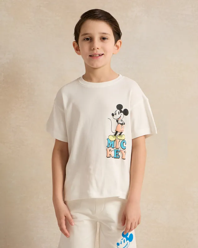 Boys White Mickey Mouse T-Shirt sold by Redtag
