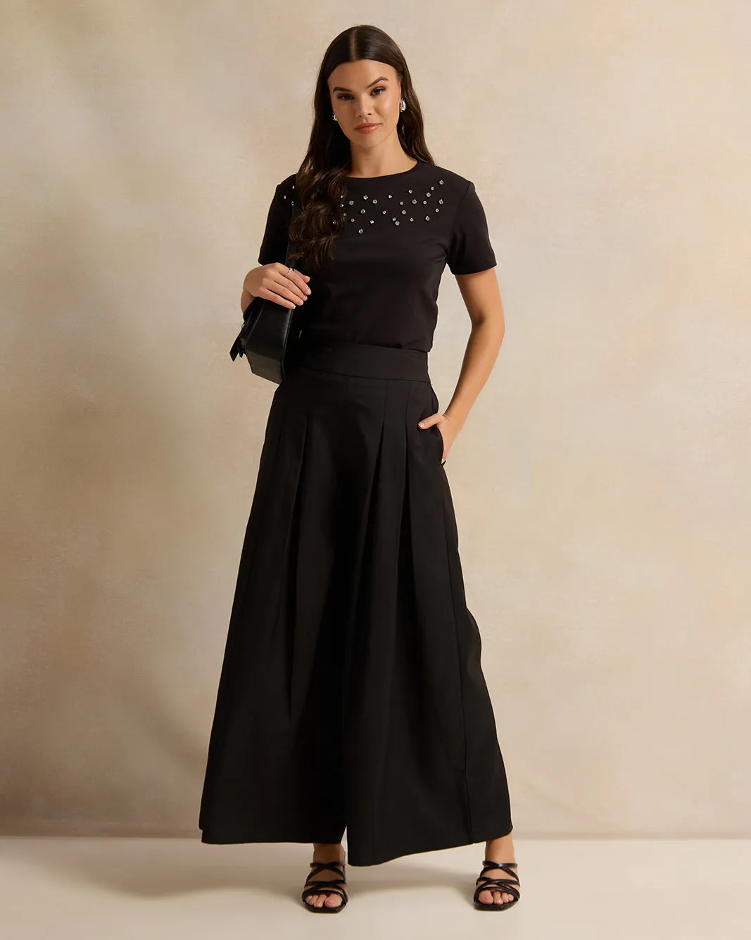 Women Black Embellished T-Shirt sold by Redtag product image thumbnail 2