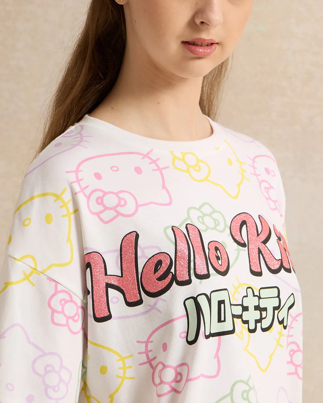 Senior Girls White Hello Kitty Top sold by Redtag product image thumbnail 4