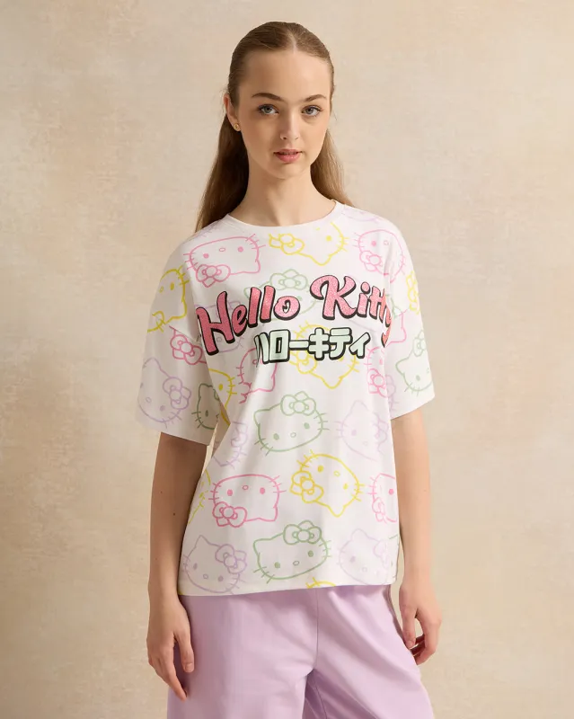 Senior Girls White Hello Kitty Top sold by Redtag