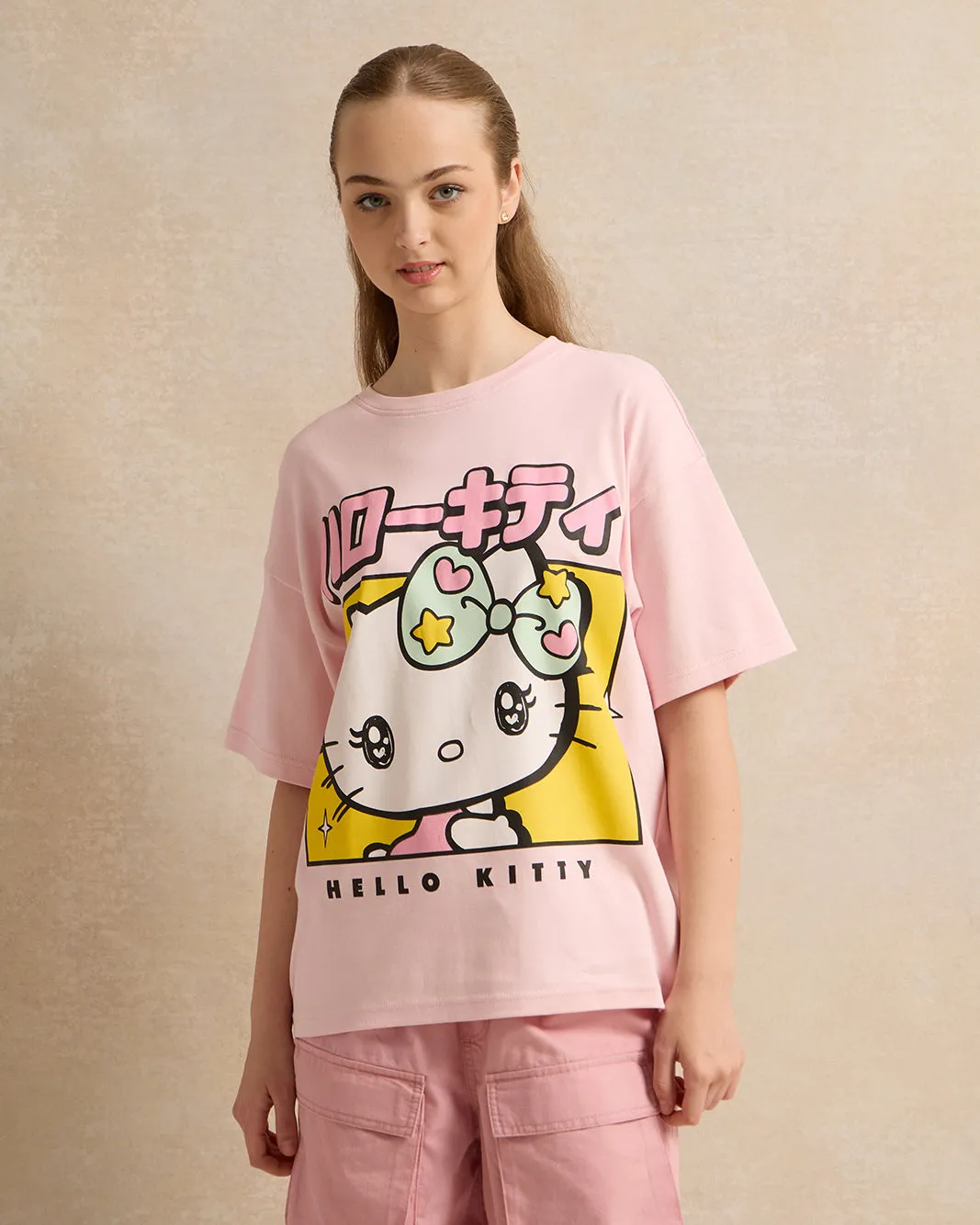 Senior Girls Pink Hello Kitty Top sold by Redtag