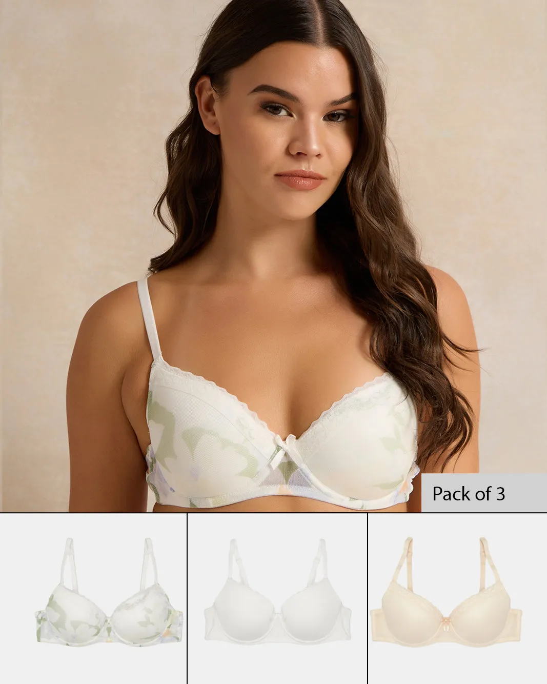 Women Assorted Padded Plunge Bra Set (Pack of 3) sold by Redtag