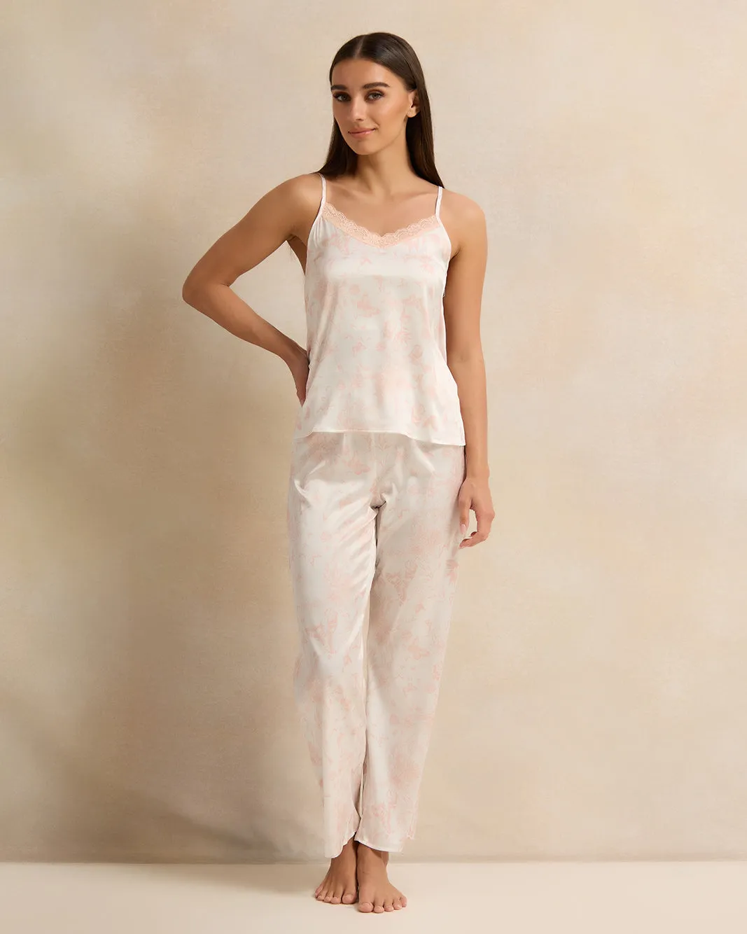 Women Pink Satin Cami Set sold by Redtag