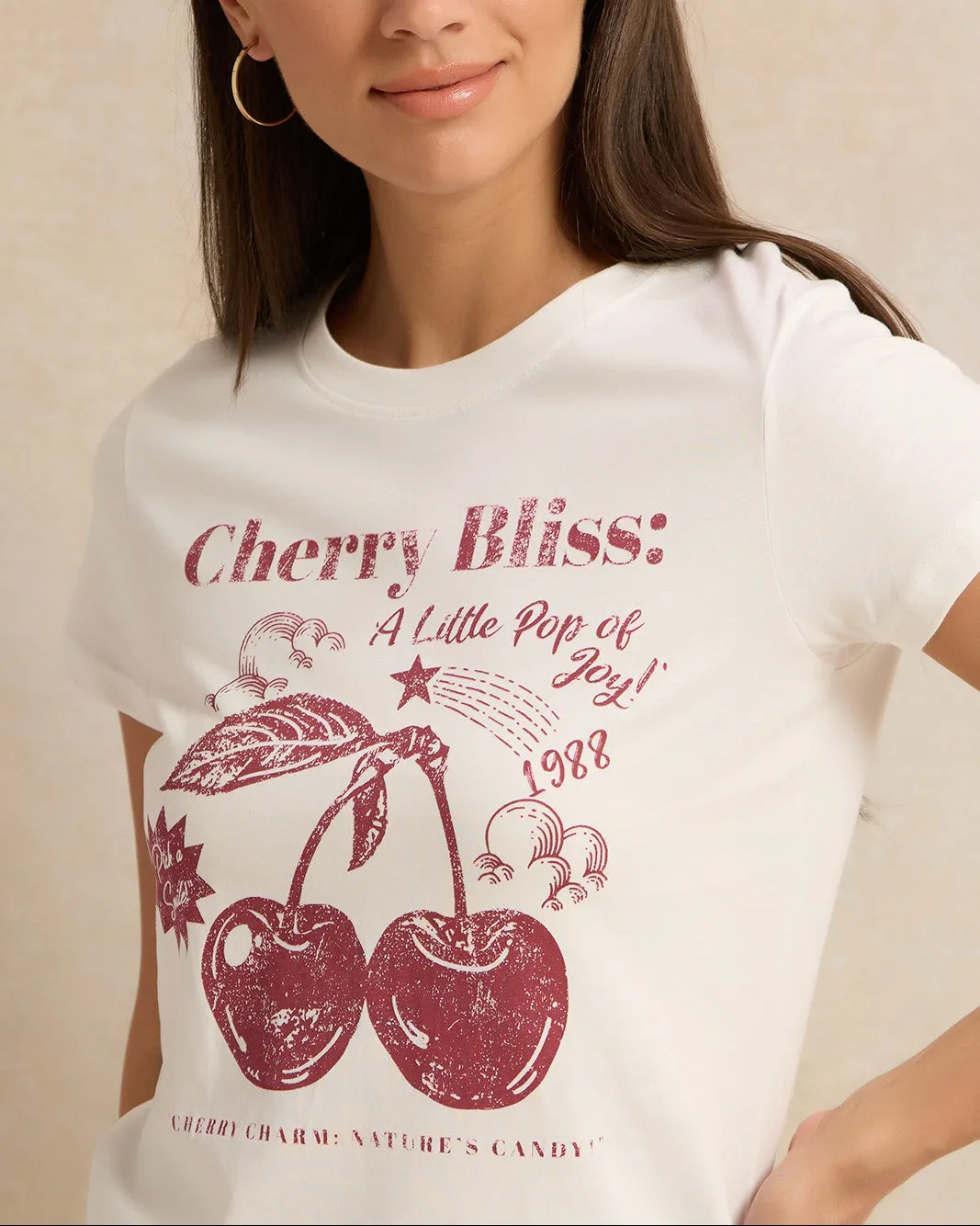 Women Short Sleeve Ivory Printed T-Shirt sold by Redtag product image thumbnail 4