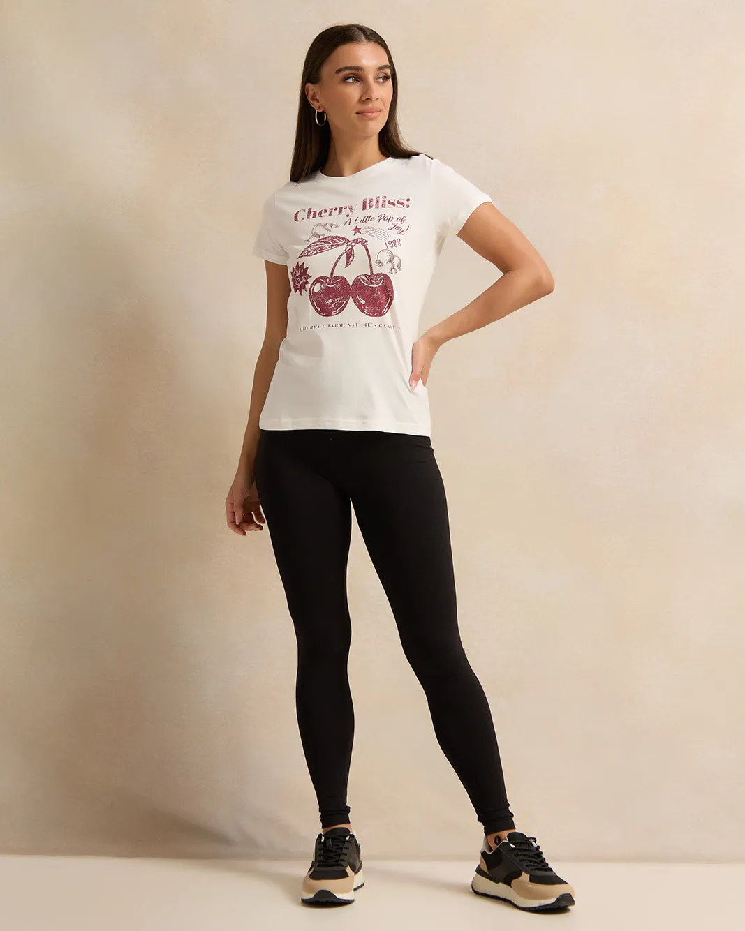 Women Short Sleeve Ivory Printed T-Shirt sold by Redtag product image thumbnail 2