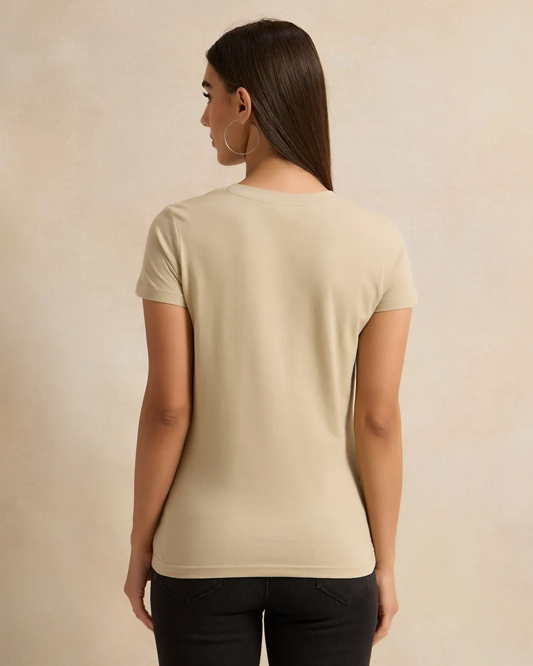 Women Short Sleeve Beige Printed T-Shirt sold by Redtag product image thumbnail 3
