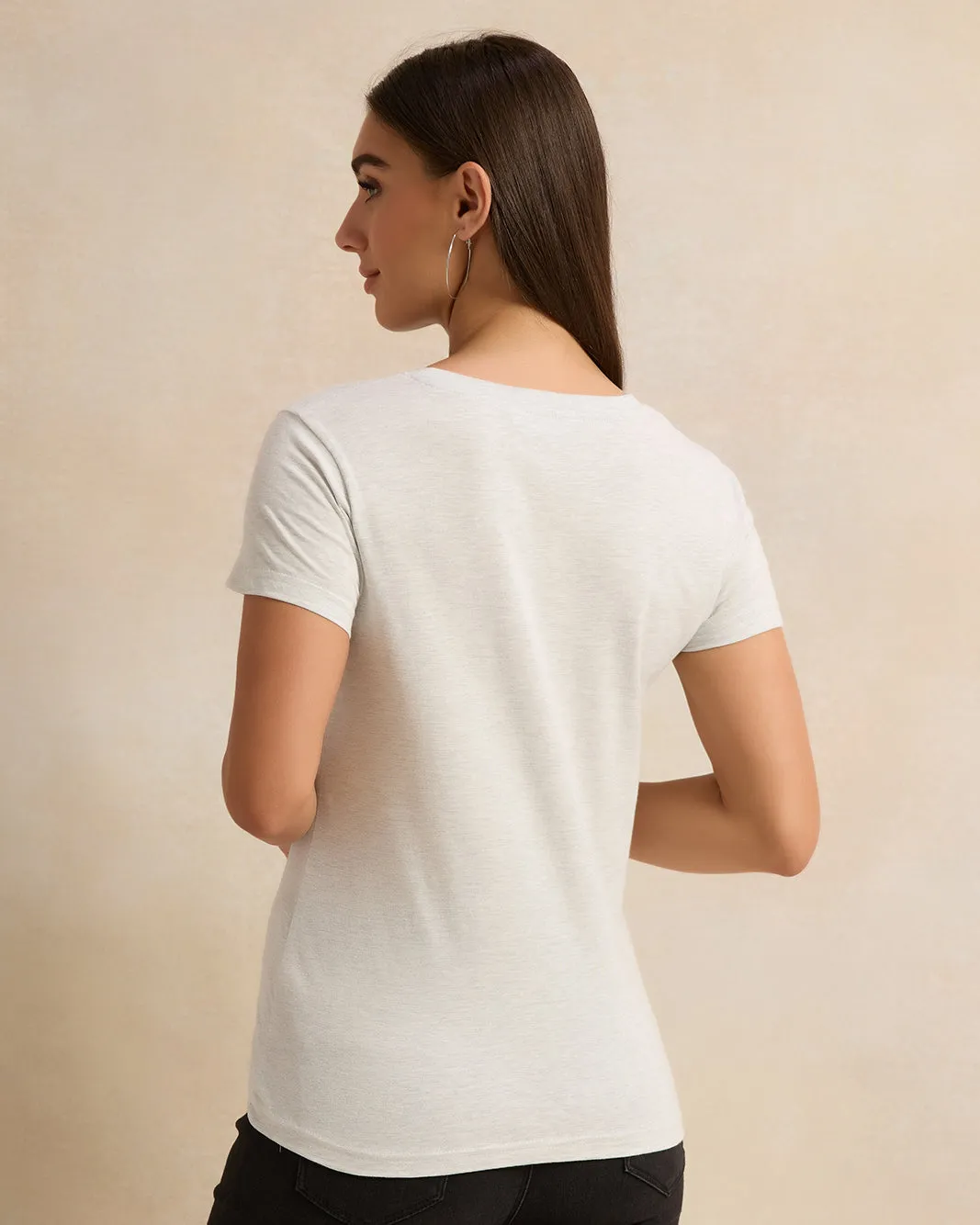 Women Short Sleeve Grey Printed T-Shirt sold by Redtag product image thumbnail 3