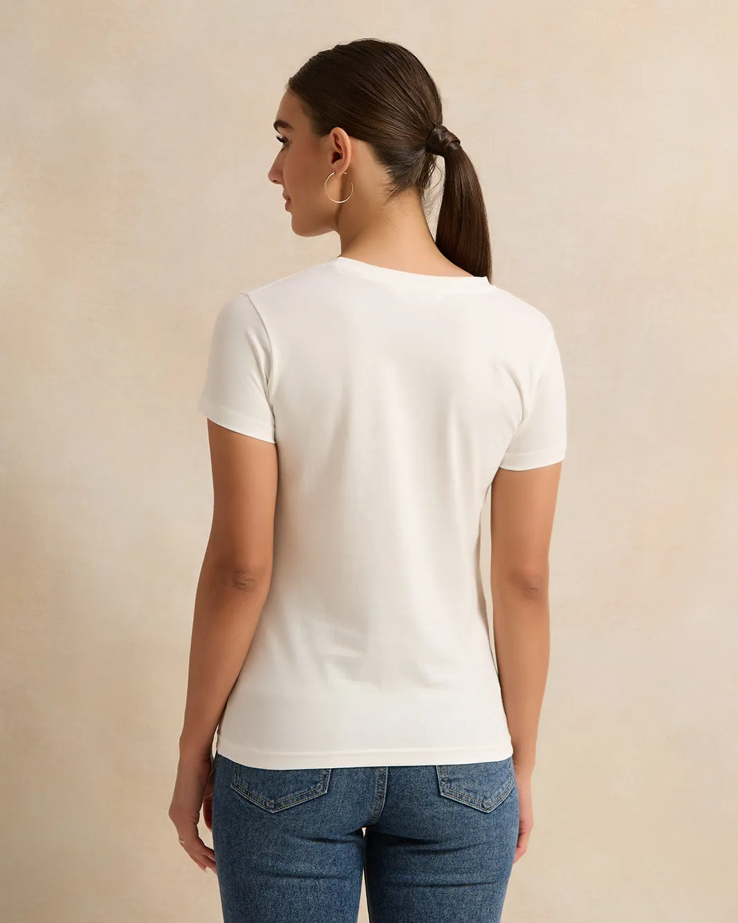 Women Short Sleeve Ivory Printed T-Shirt sold by Redtag product image thumbnail 3