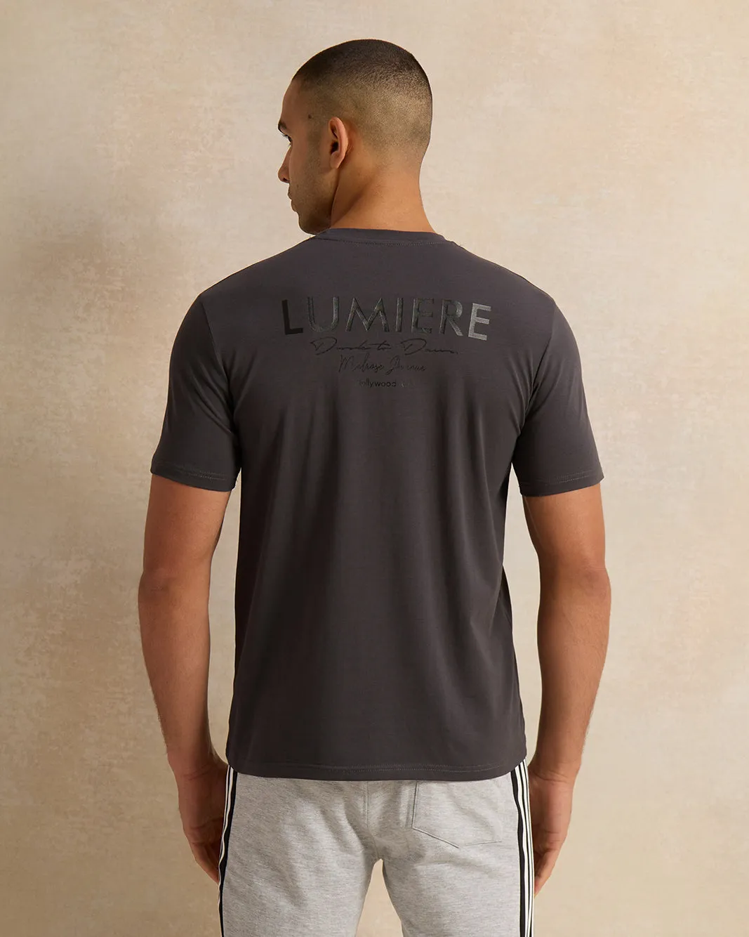 Men Charcoal Printed T-Shirt sold by Redtag product image thumbnail 3