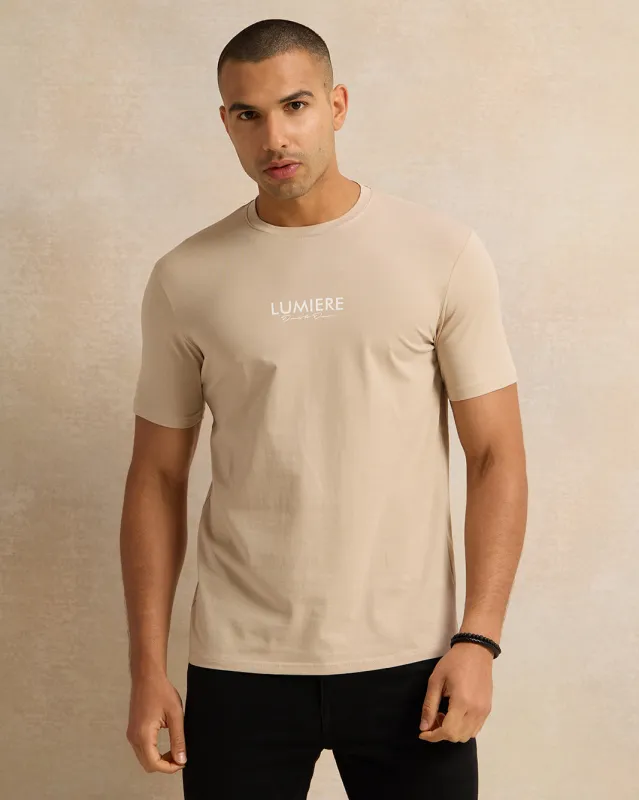 Men Beige Printed T-Shirt sold by Redtag