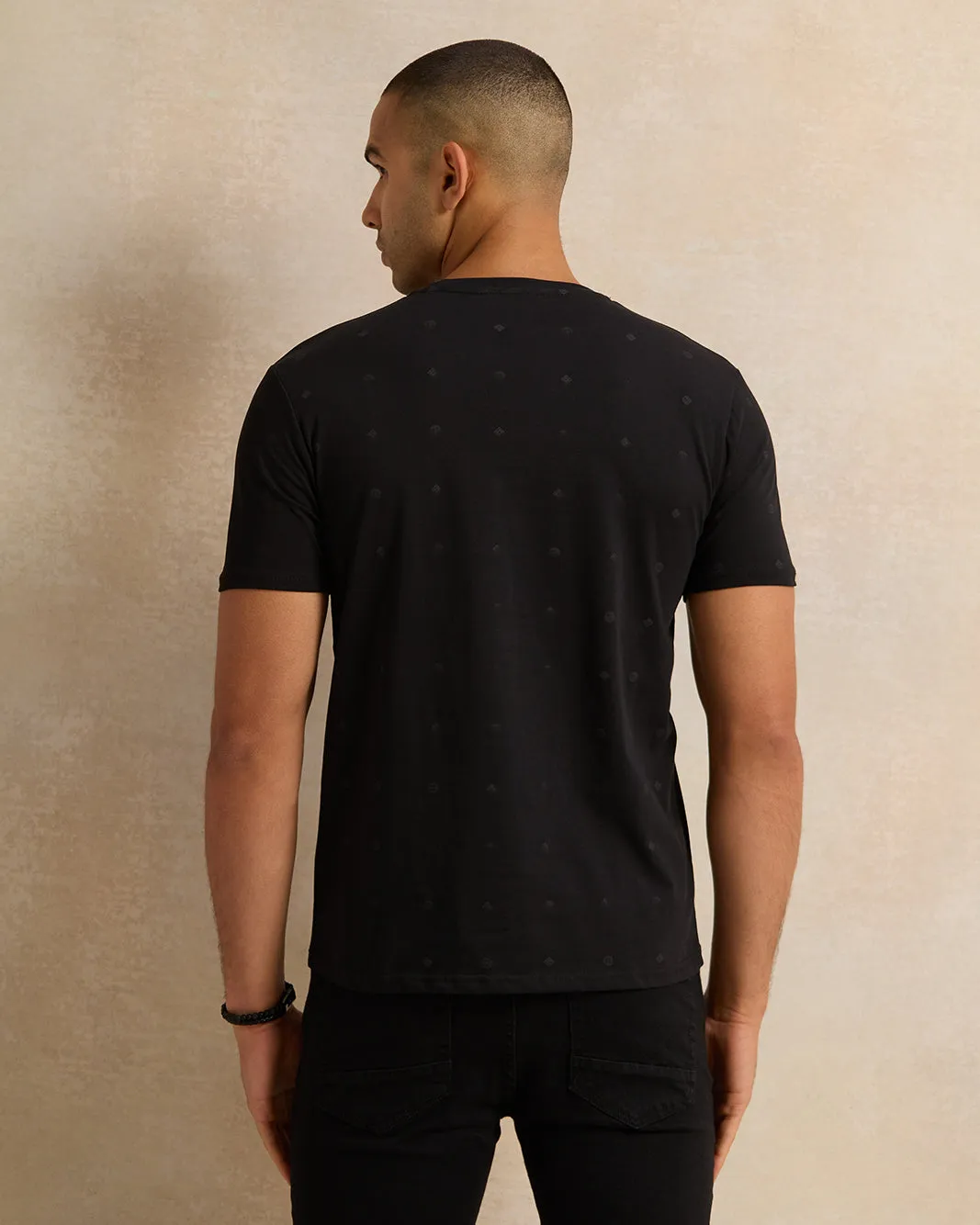 Men Black Printed T-Shirt sold by Redtag product image thumbnail 3