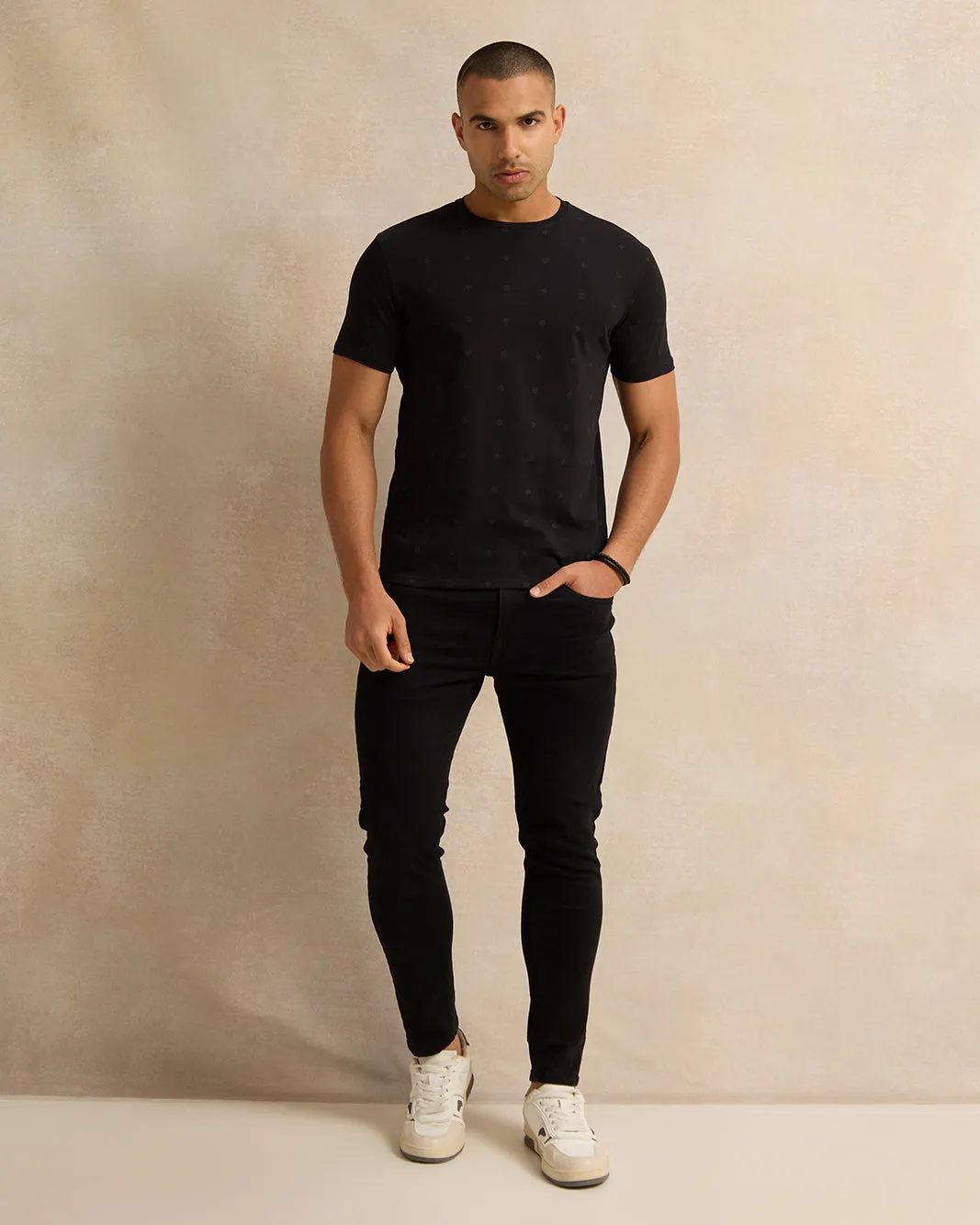 Men Black Printed T-Shirt sold by Redtag product image thumbnail 2