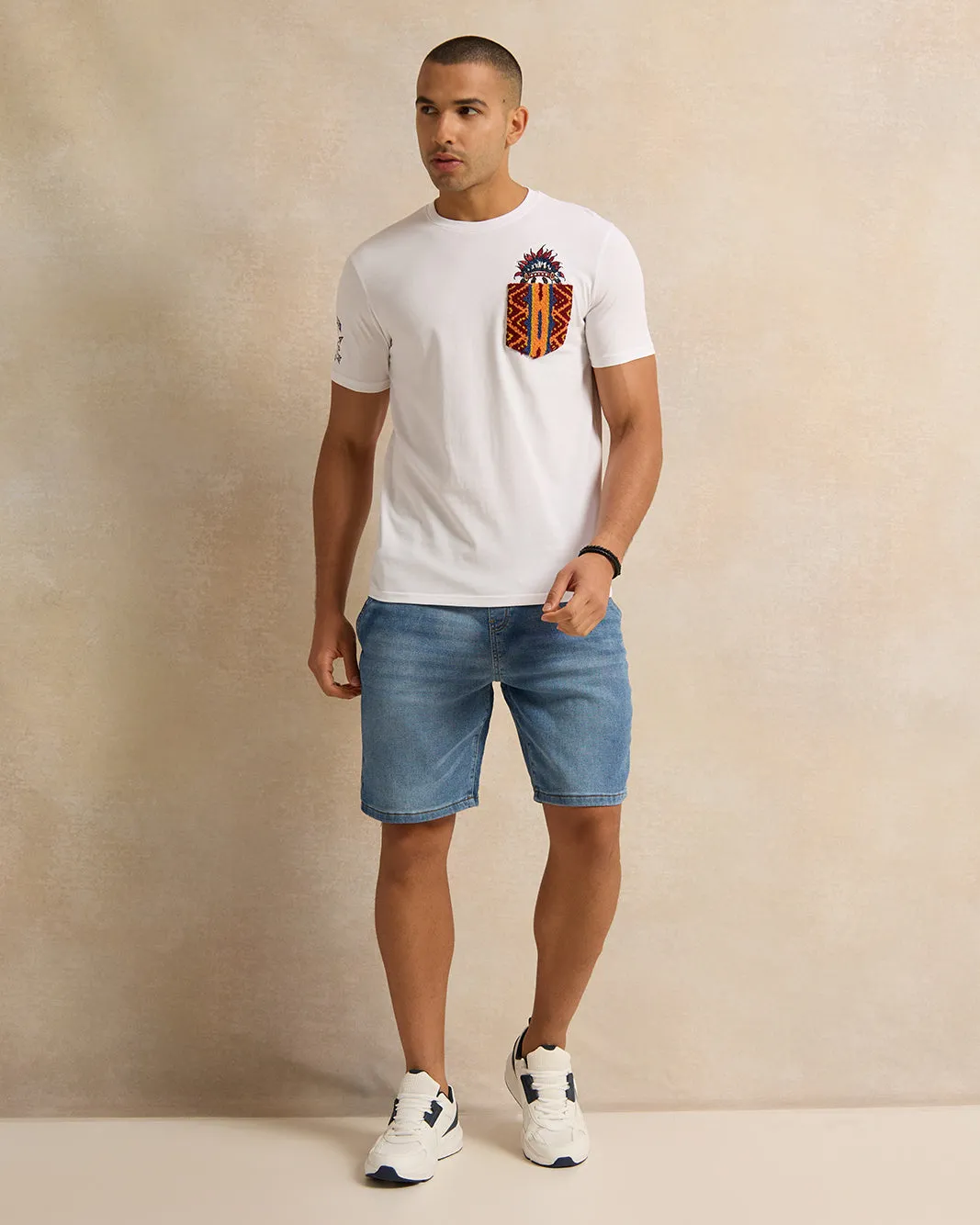 Men White Embroidered T-Shirt sold by Redtag product image thumbnail 2