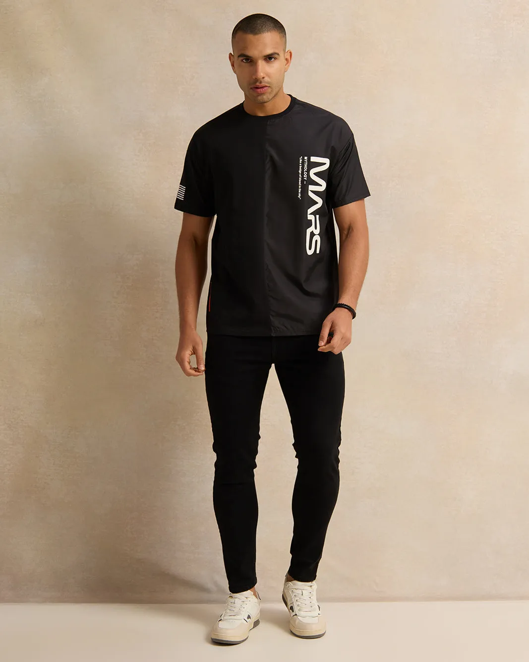 Men Black Printed T-Shirt sold by Redtag product image thumbnail 2