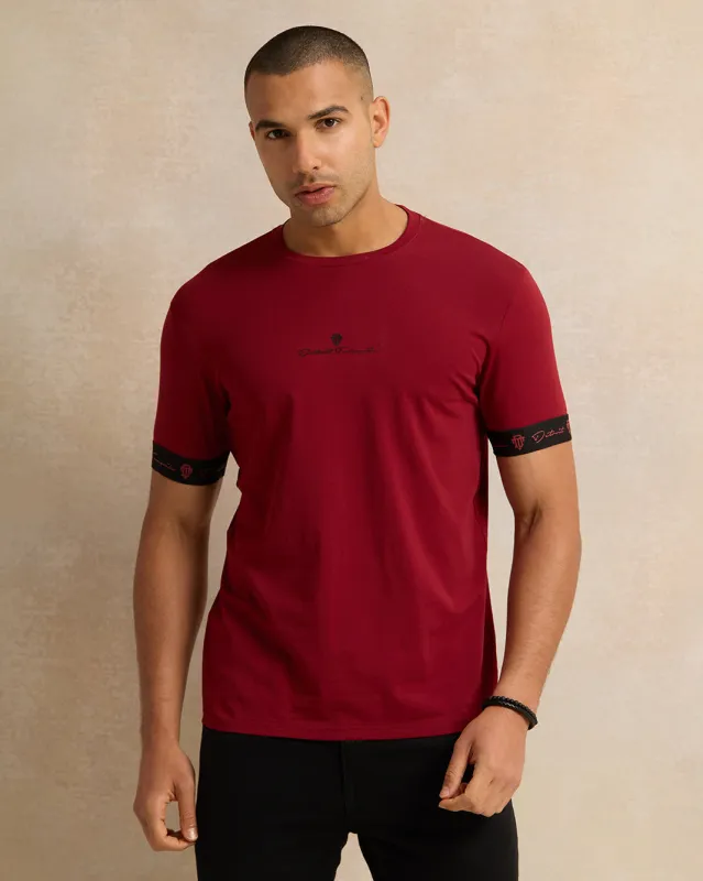 Men Burgundy Printed T-Shirt sold by Redtag