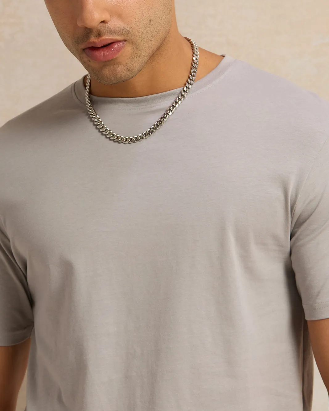Men Grey Plain Basic T-Shirt sold by Redtag product image thumbnail 4