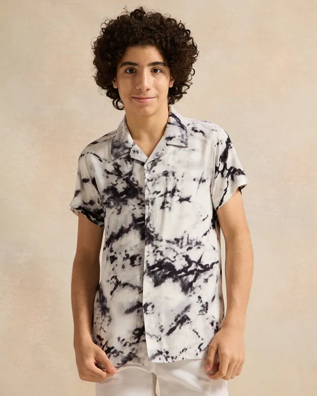 Senior Boys White Printed Short Sleeve Shirt sold by Redtag