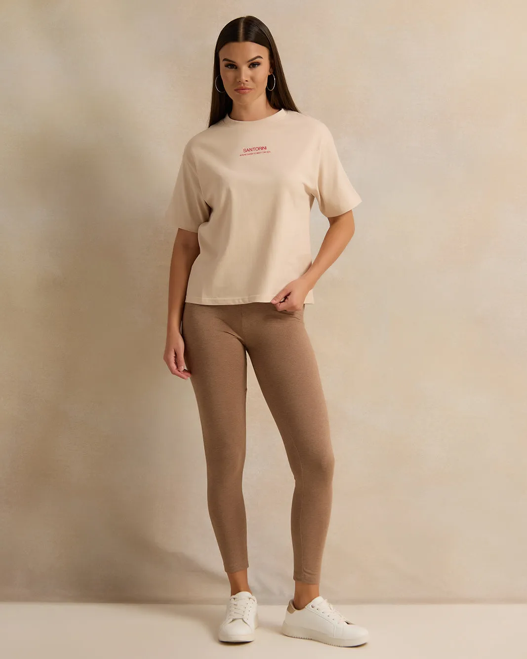 Women Taupe And Beige Plain Leggings Set (Pack Of 2) sold by Redtag product image thumbnail 3
