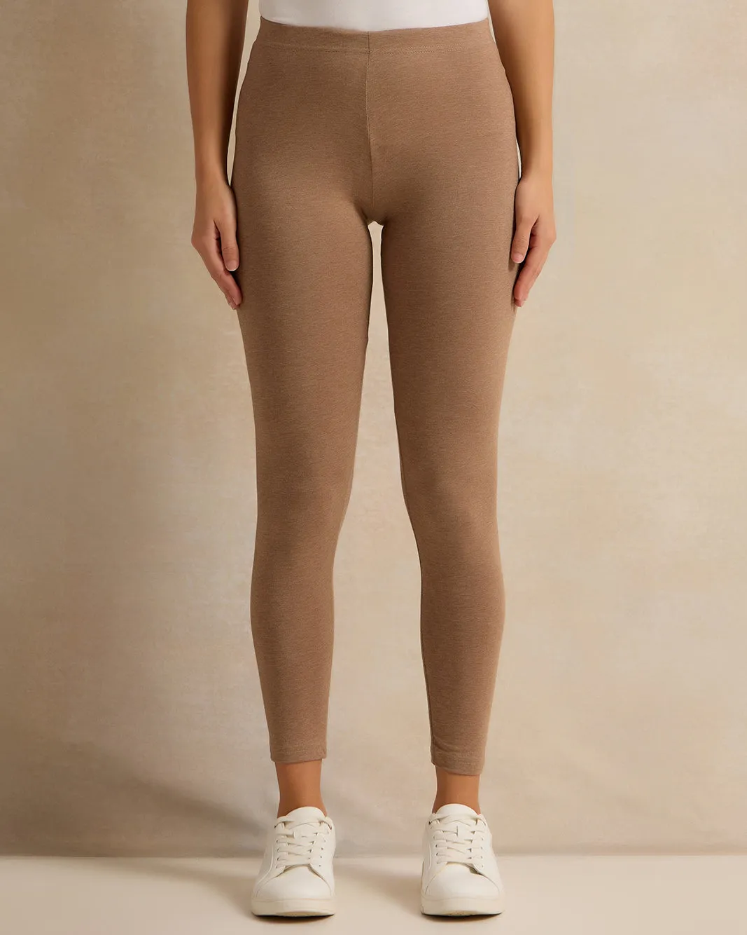 Women Taupe And Beige Plain Leggings Set (Pack Of 2) sold by Redtag