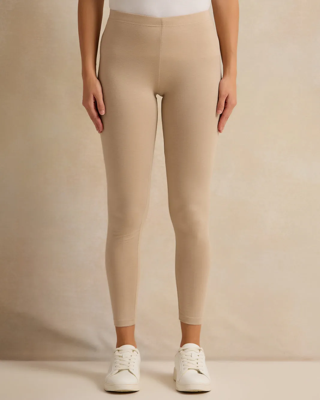 Women Taupe And Beige Plain Leggings Set (Pack Of 2) sold by Redtag product image thumbnail 2