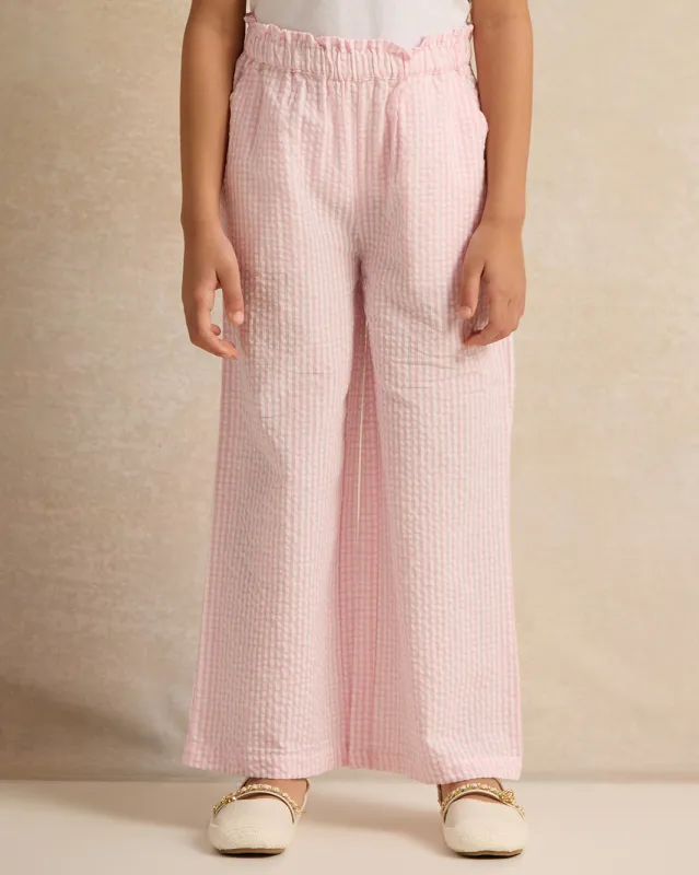 Girls Pink Checkered Wide Leg Trouser sold by Redtag