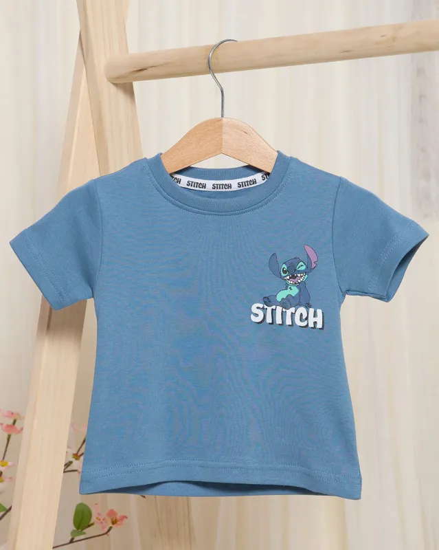 Infant Boys Blue Stitch Print T-Shirt sold by Redtag