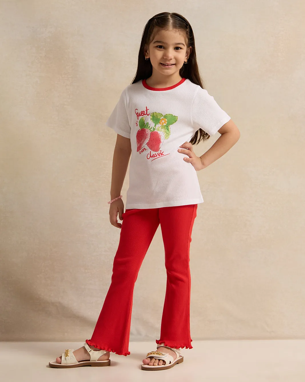 Girls Red Sweet & Classic Print Flared Leggings sold by Redtag product image thumbnail 3