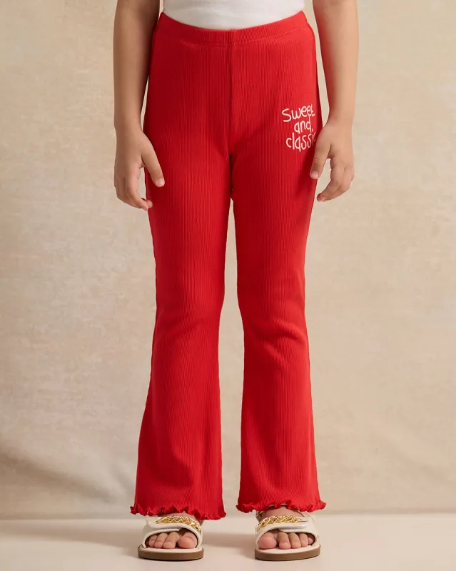 Girls Red Sweet & Classic Print Flared Leggings sold by Redtag