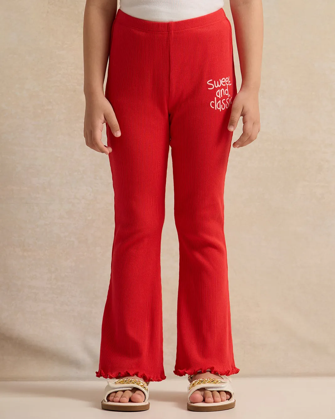 Girls Red Sweet & Classic Print Flared Leggings sold by Redtag