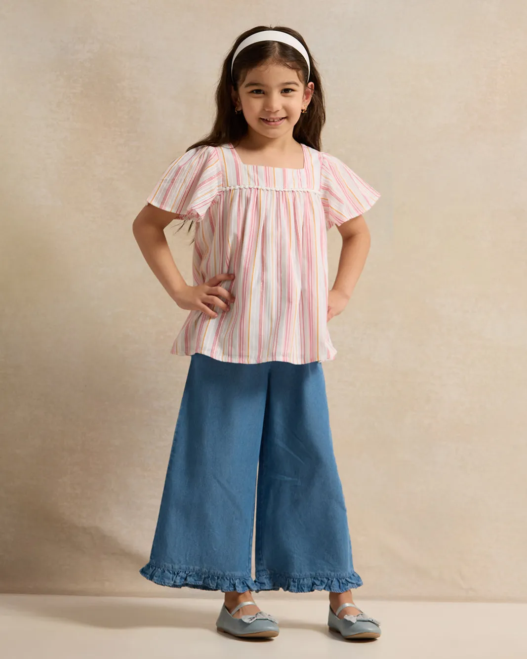 Girls Pink Striped Woven Blouse sold by Redtag product image thumbnail 2