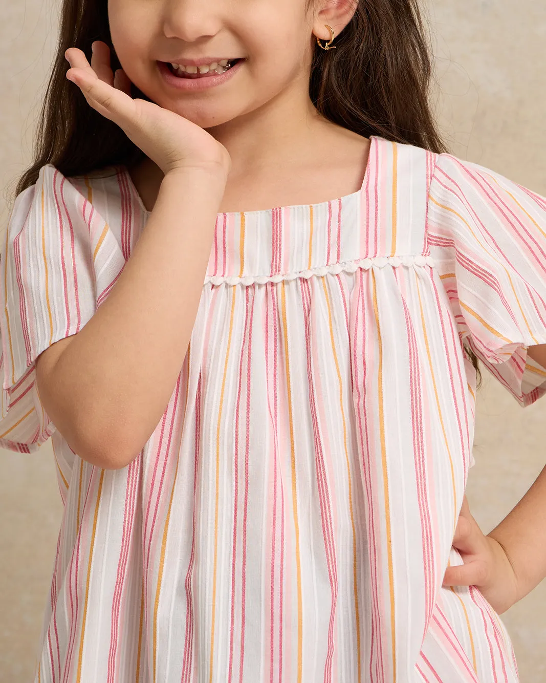 Girls Pink Striped Woven Blouse sold by Redtag product image thumbnail 4