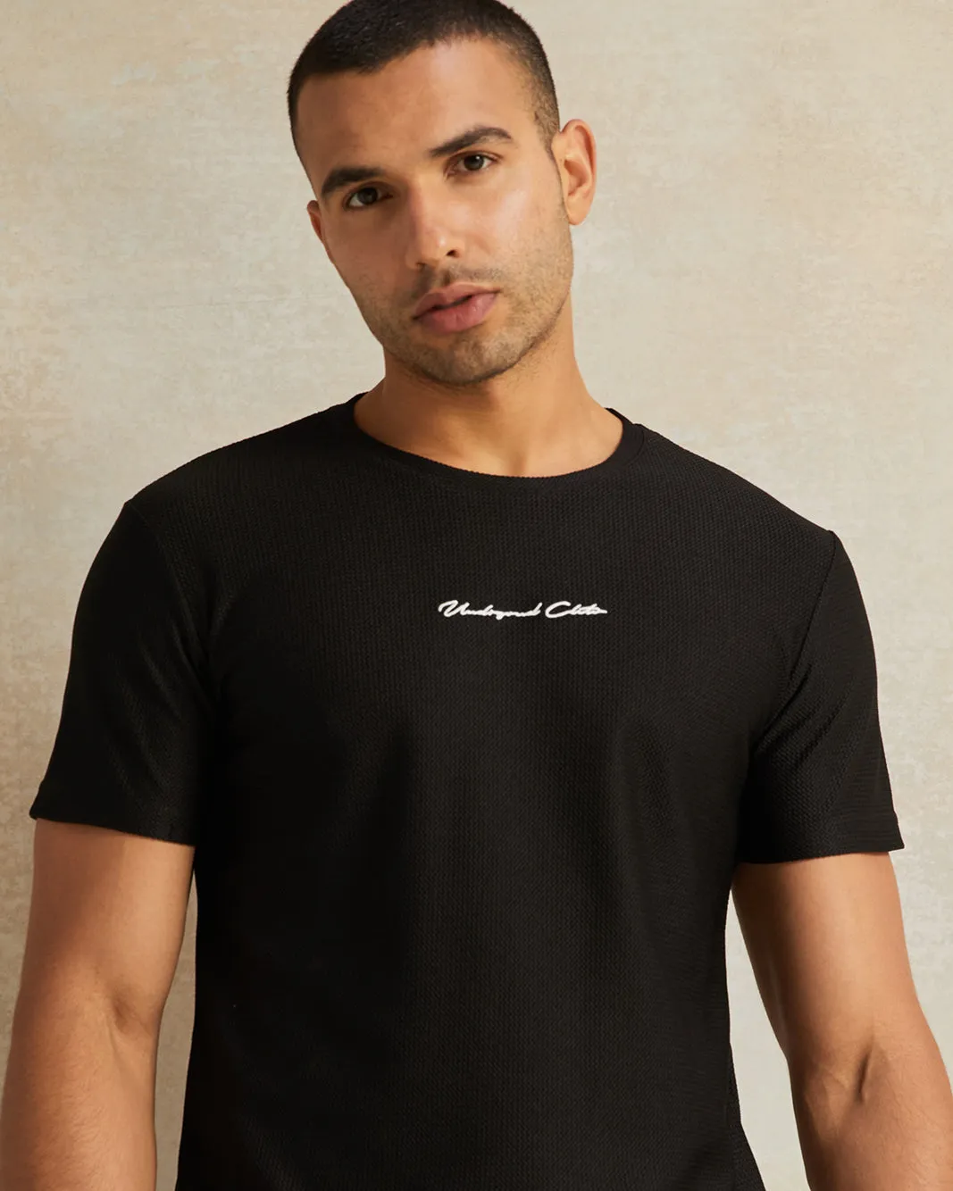Men Black Jacquard T-Shirt sold by Redtag product image thumbnail 4
