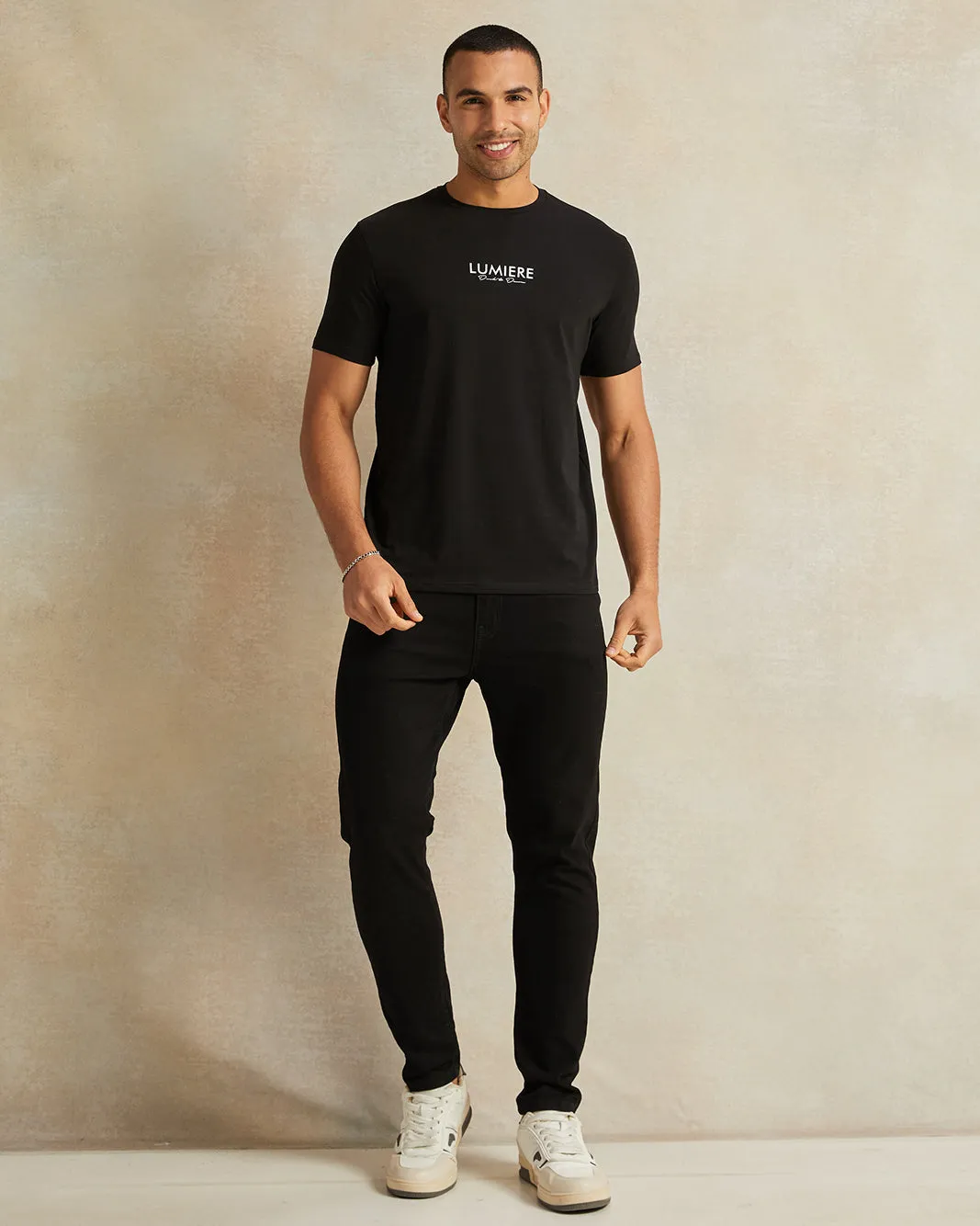 Men Printed Black Cotton Printed Short Sleeve T-Shirt sold by Redtag product image thumbnail 2