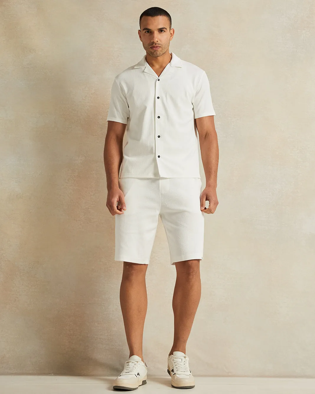 Men White Jacquard Shorts sold by Redtag product image thumbnail 2