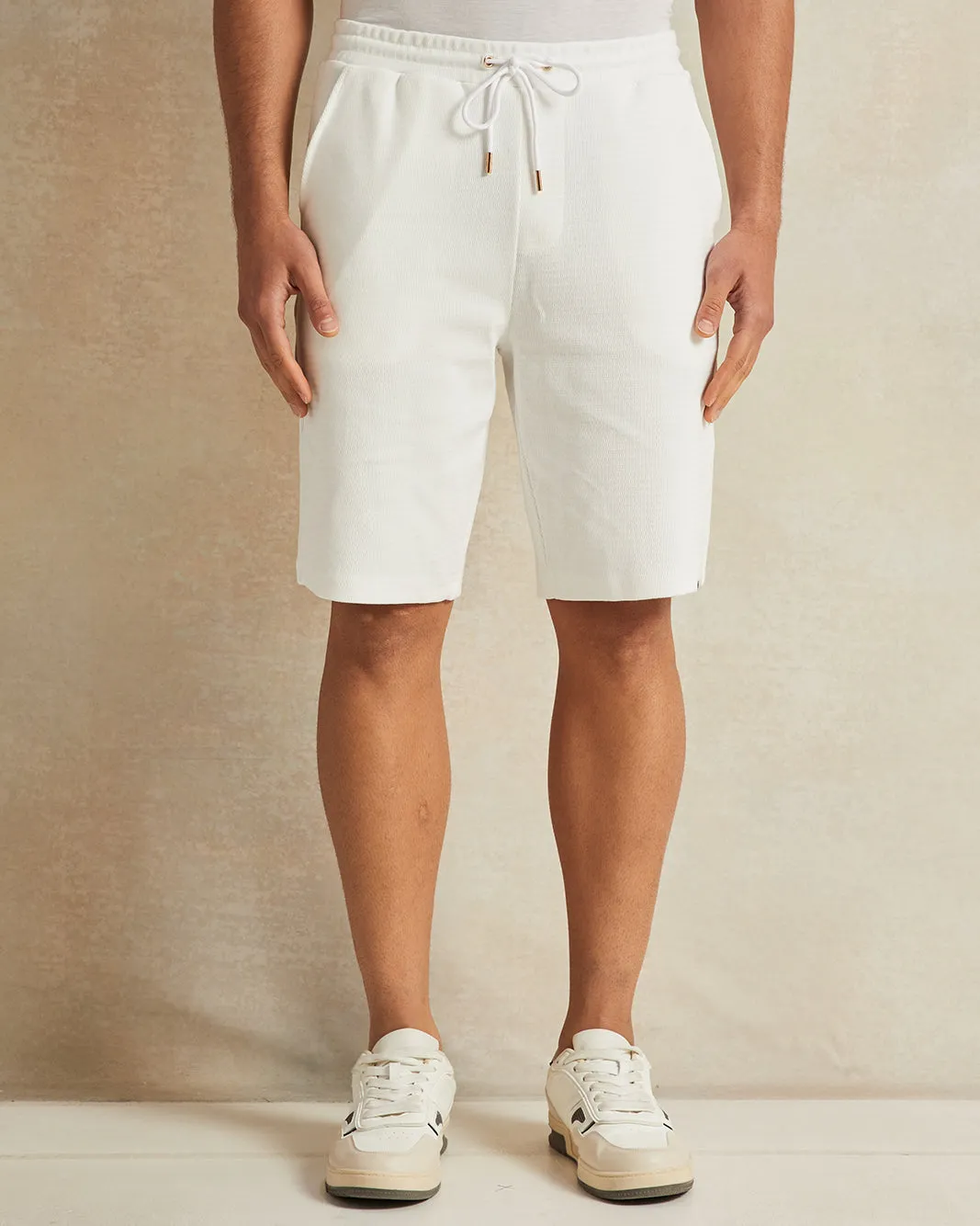 Men White Jacquard Shorts sold by Redtag