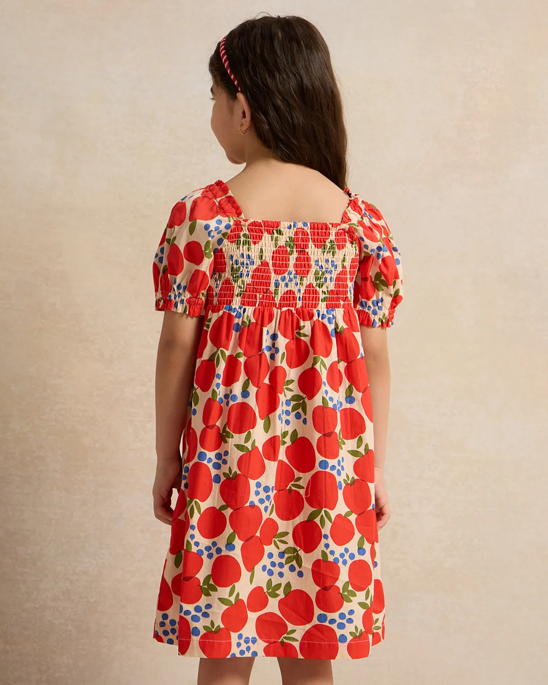 Girls Red Allover Print Poplin Dress sold by Redtag product image thumbnail 3